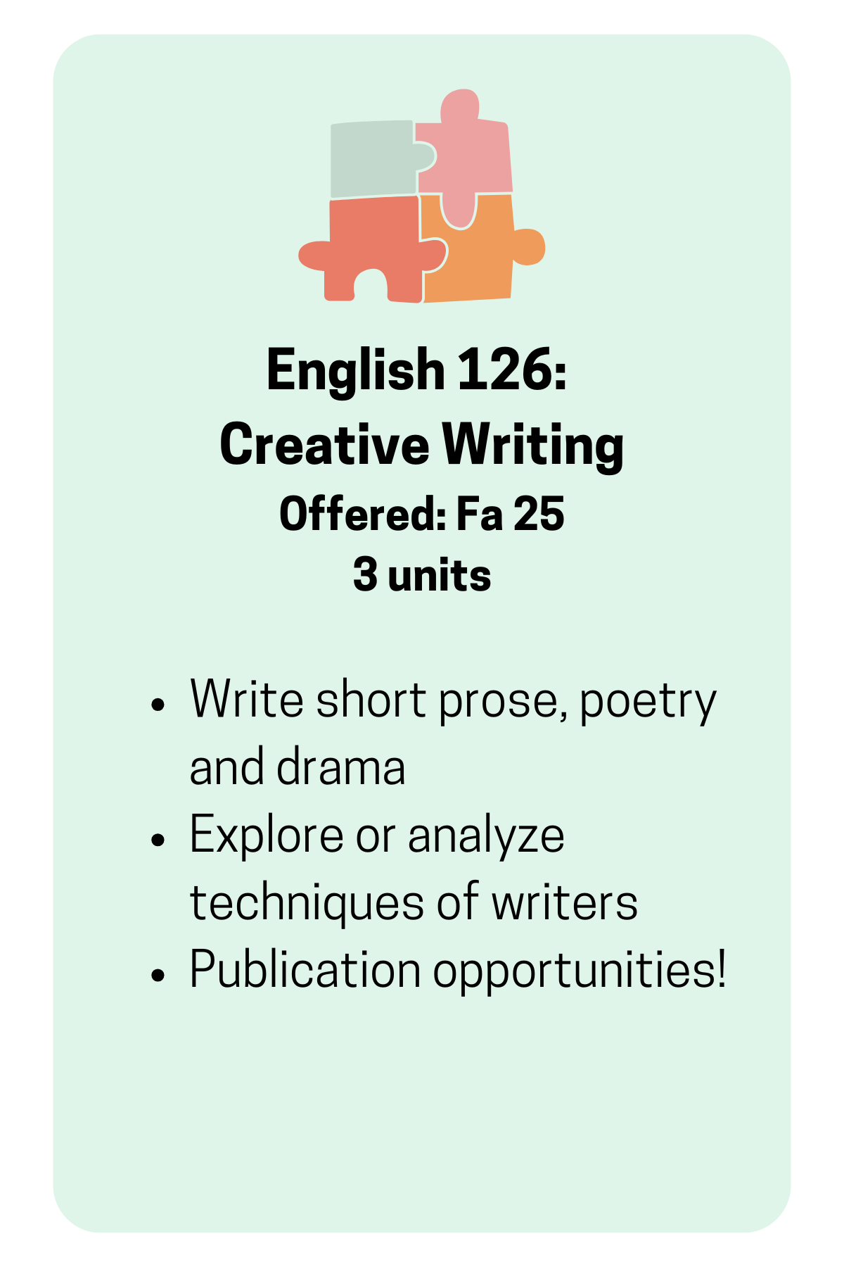 English 126 Creative Writing Course Description