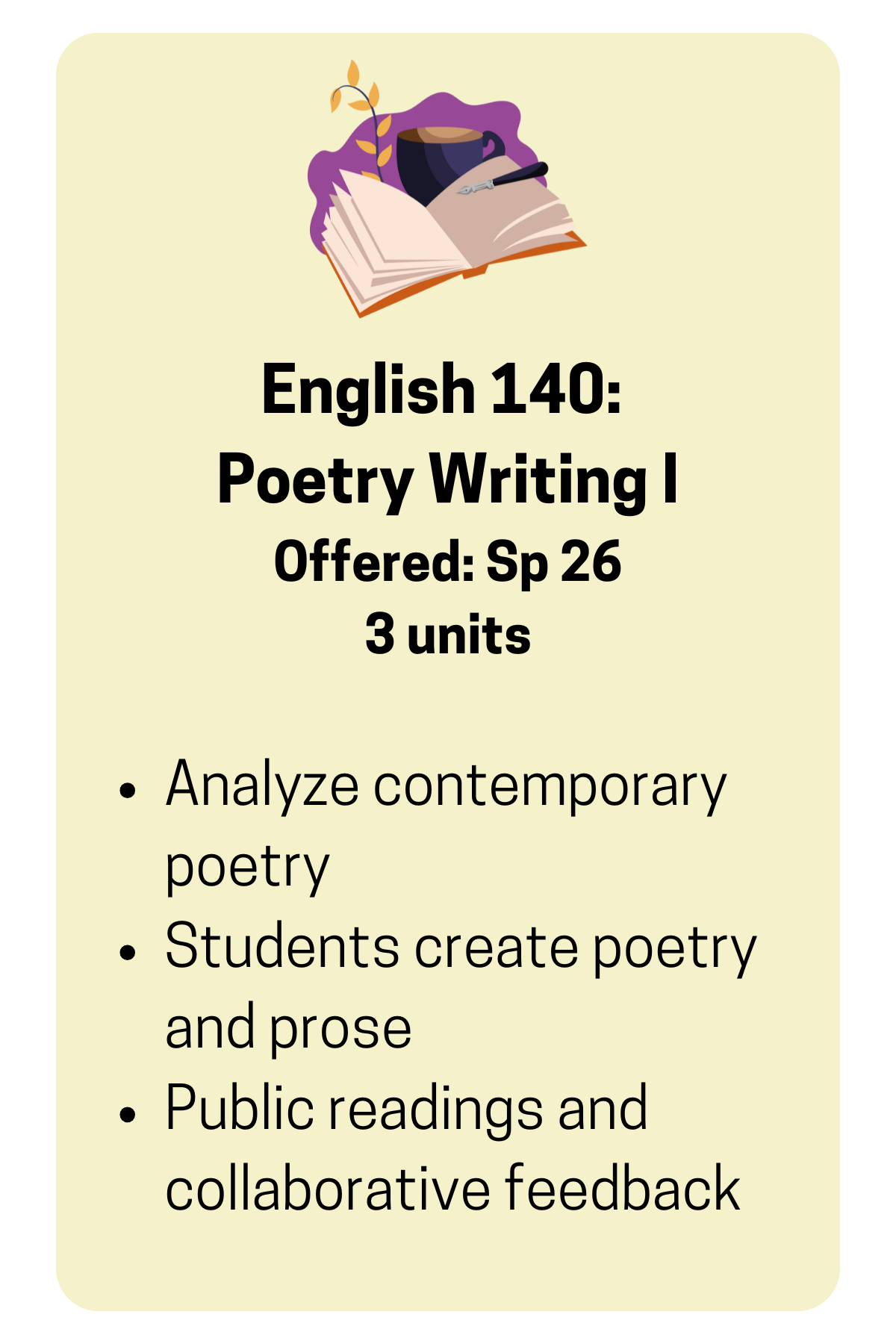 English 140: Poetry Writing 1 Course Description