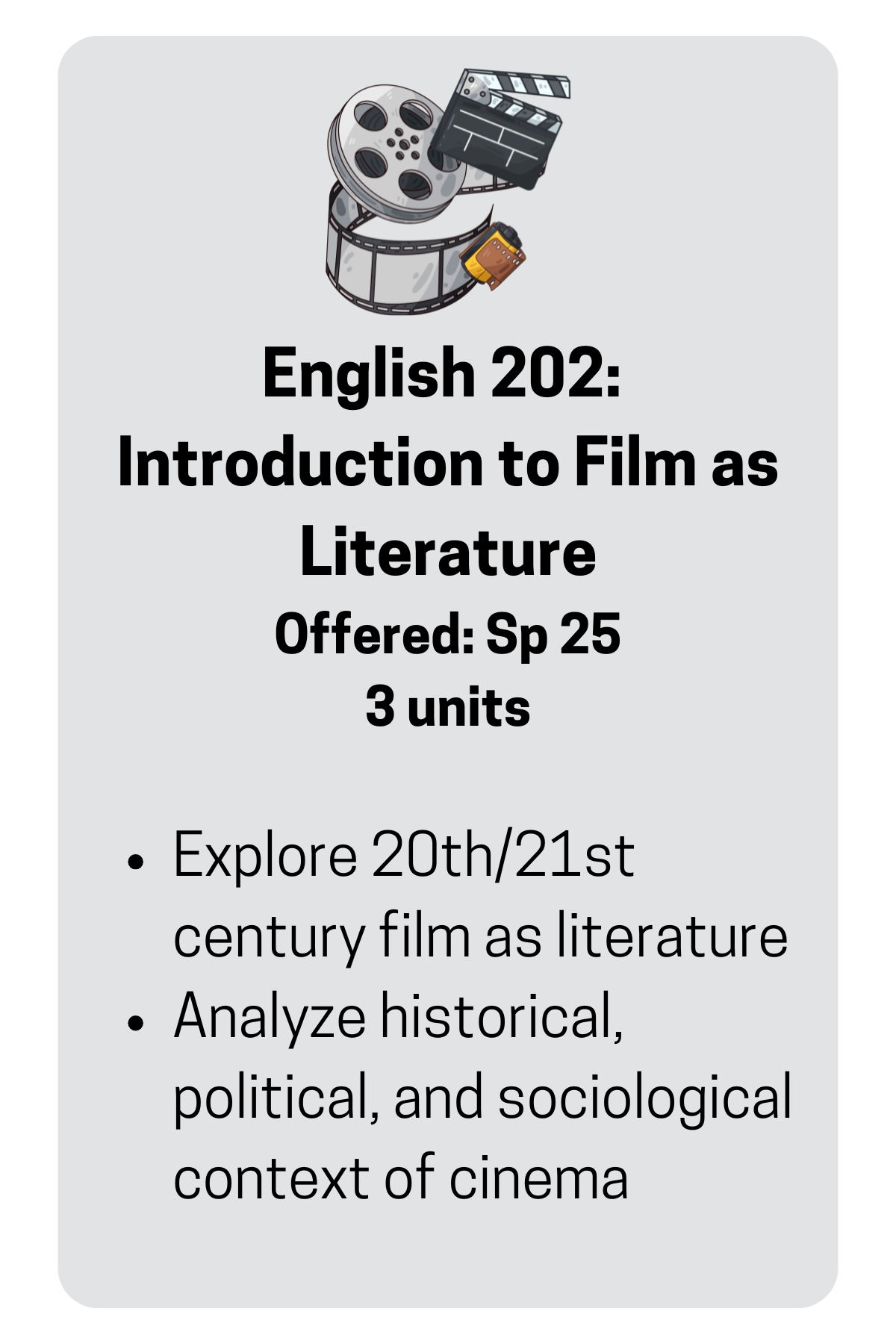 English 202: Intro to Film at Literature Course Description