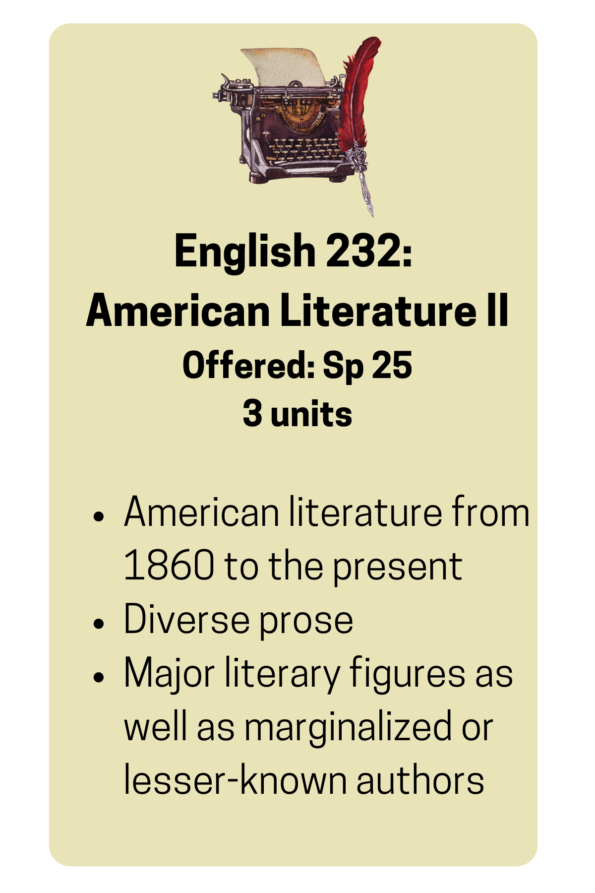 English 232: American Literature 2 Course Description